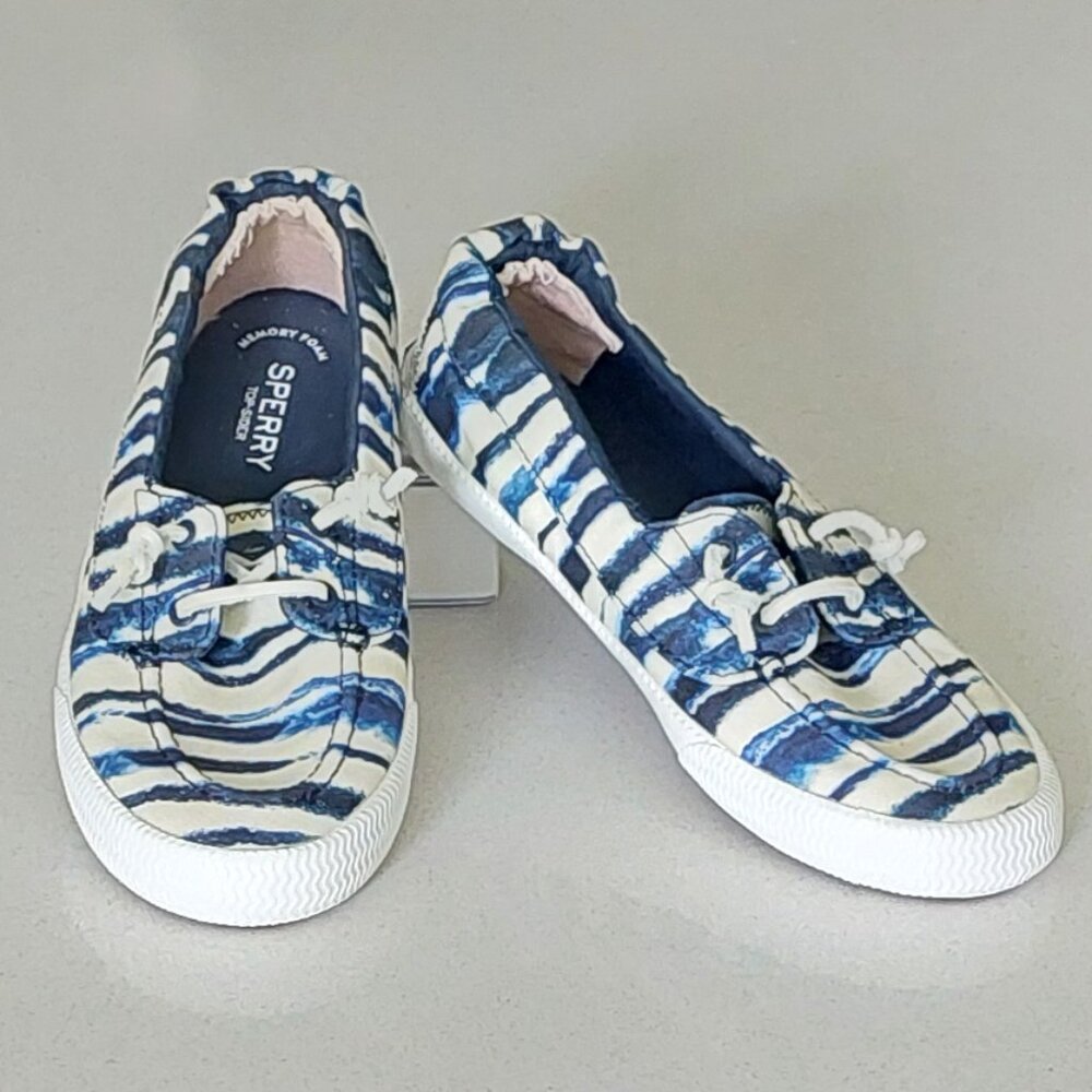 Sperry S/Femmes Cream/Blue Canvas Top-Siders Womens Size 9